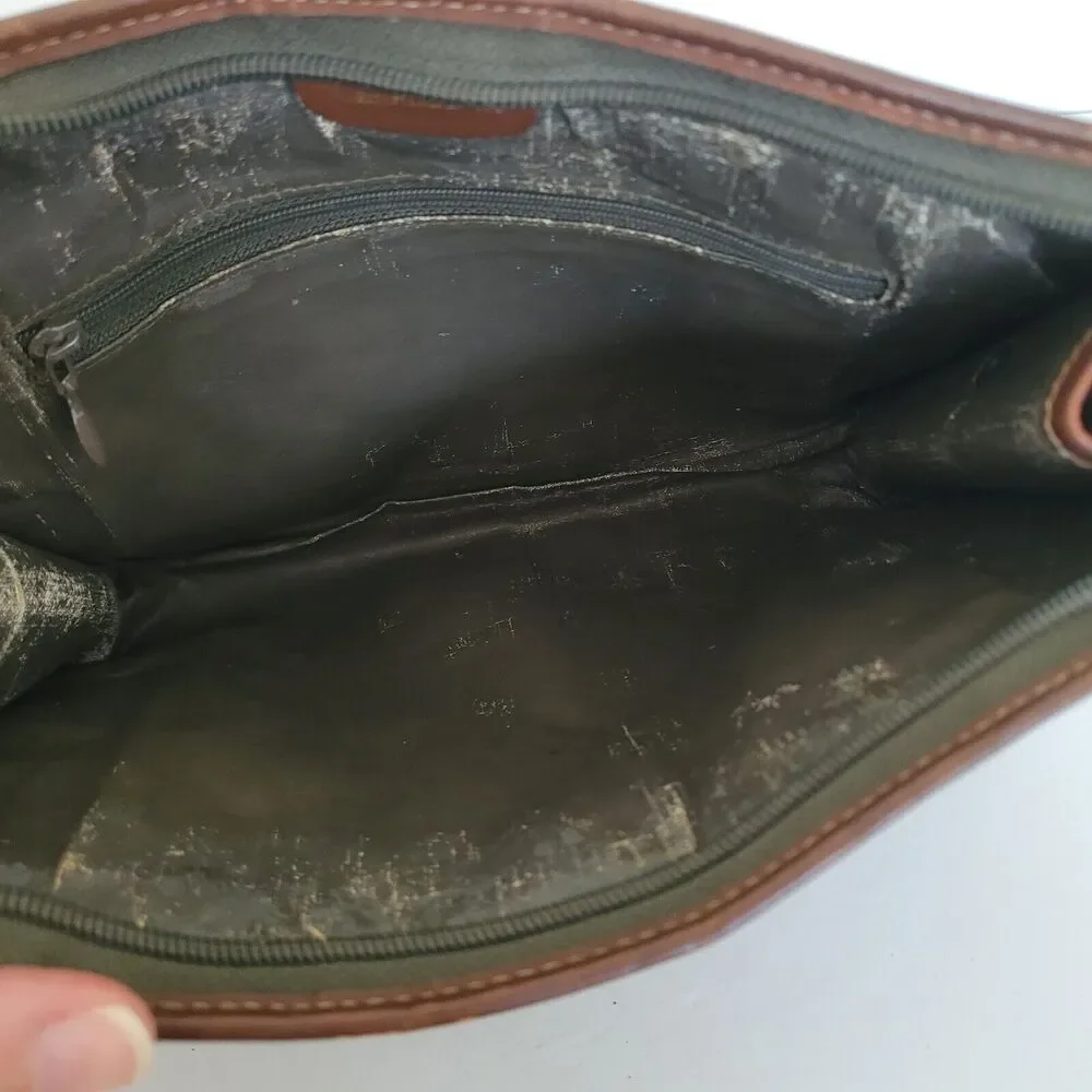 Christian Dior Pochette Trousse De Toilette Zip Pouch Clutch Green Brown Vintage